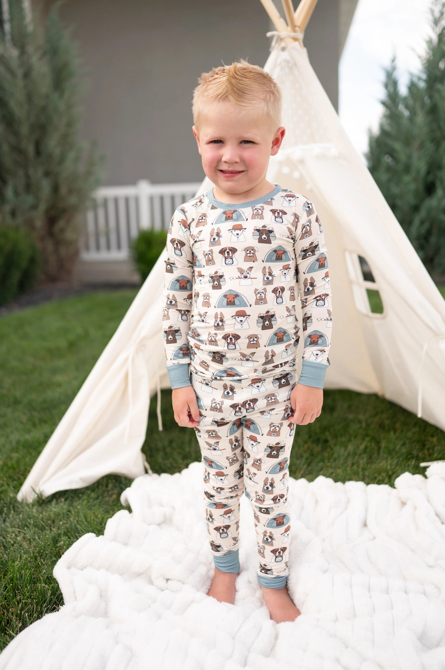 Dreamlet Camp Paws Long Sleeve Pajama Set Blue For Dogs Dreamlet - Apparel & Accessories > Clothing > Baby & Toddler Clothing > Baby & Toddler Sleepwear Two Piece PJs
