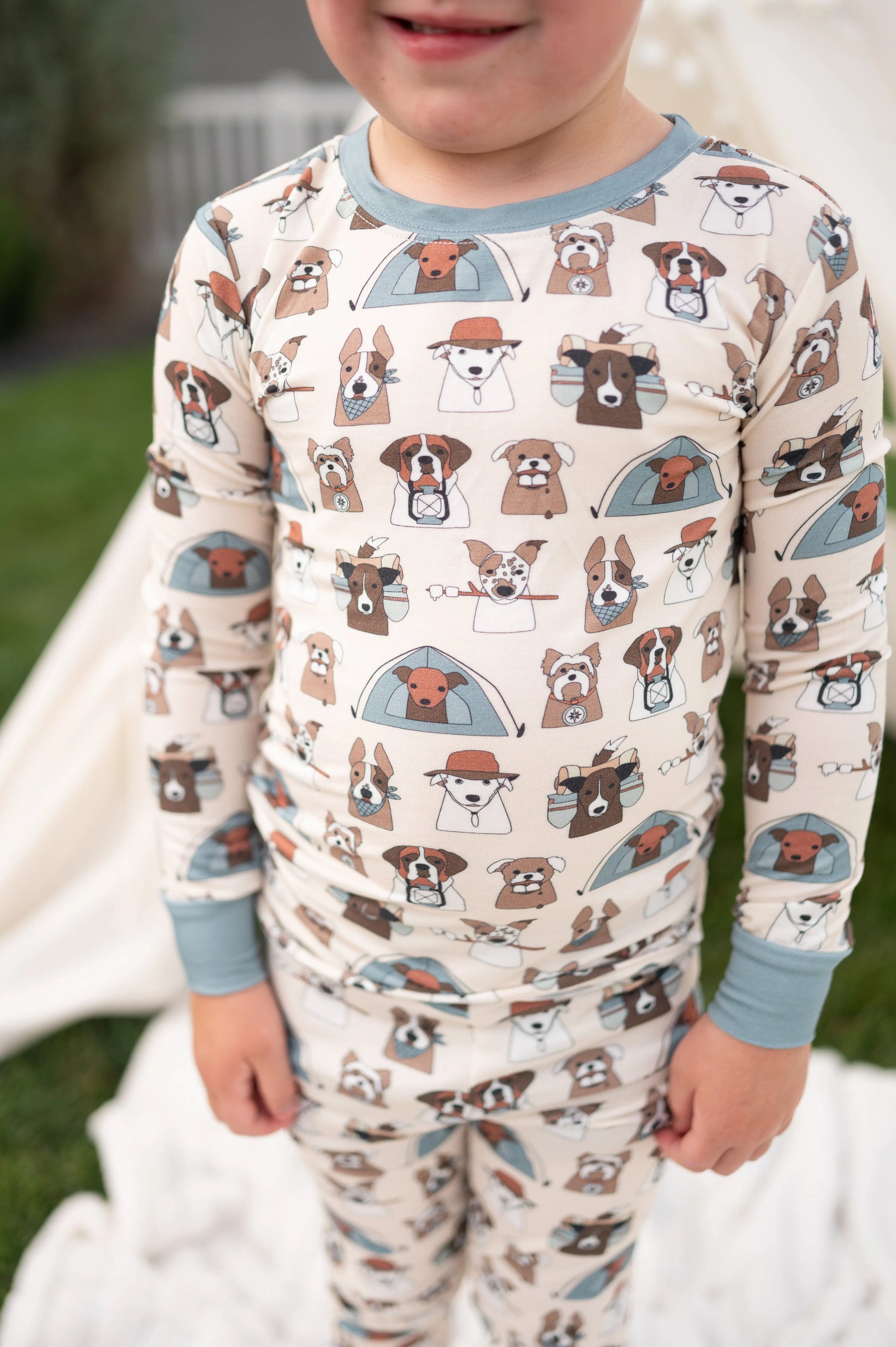 Dreamlet Camp Paws Long Sleeve Pajama Set Blue For Dogs Dreamlet - Apparel & Accessories > Clothing > Baby & Toddler Clothing > Baby & Toddler Sleepwear Two Piece PJs