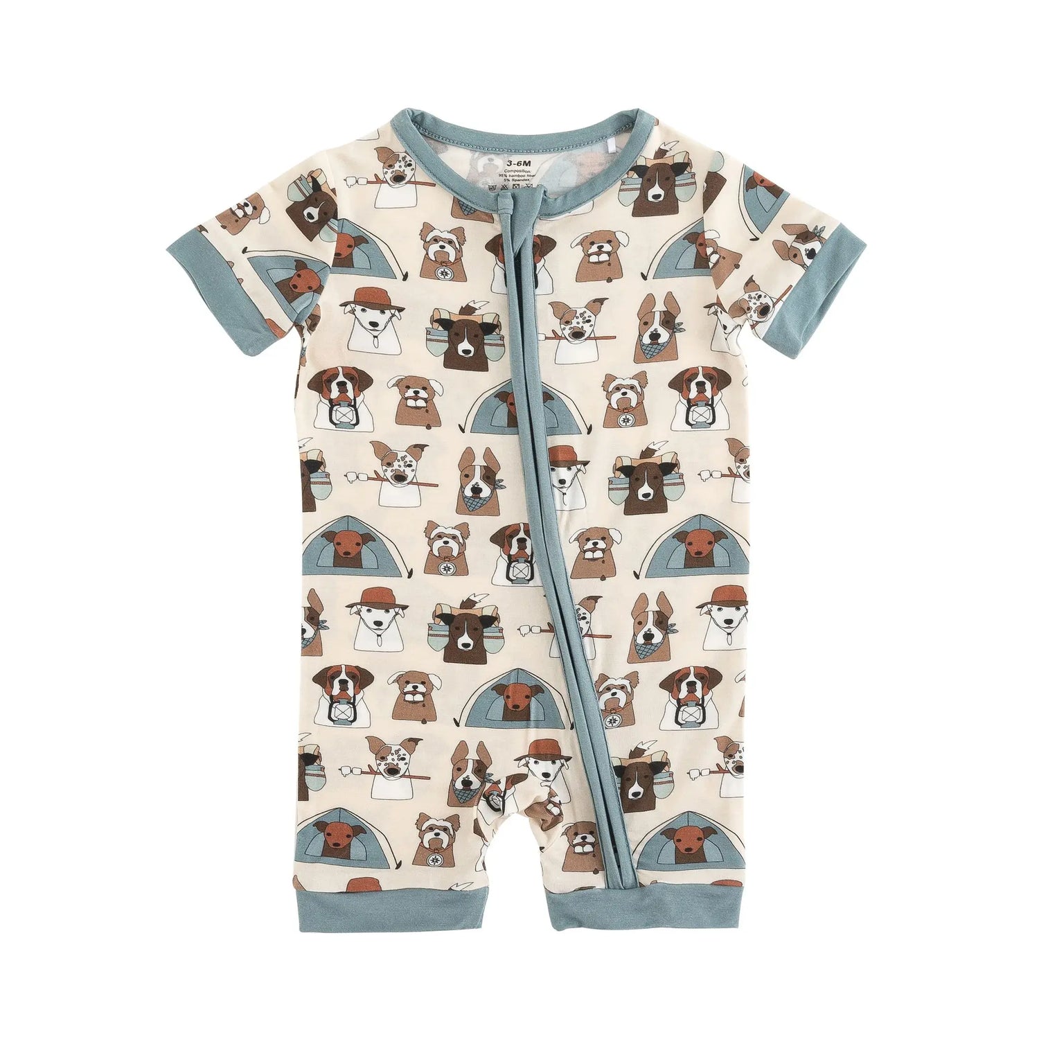 Dreamlet Camp Paws Romper Blue Lightweight Cozy Summer Outfit - Apparel & Accessories > Clothing > Baby & Toddler Clothing > Baby & Toddler Sleepwear Romper