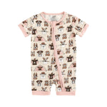 Dreamlet Camp Paws Romper Pink Camping Canine Print For Babies - Apparel & Accessories > Clothing > Baby & Toddler Clothing > Baby & Toddler Sleepwear Romper