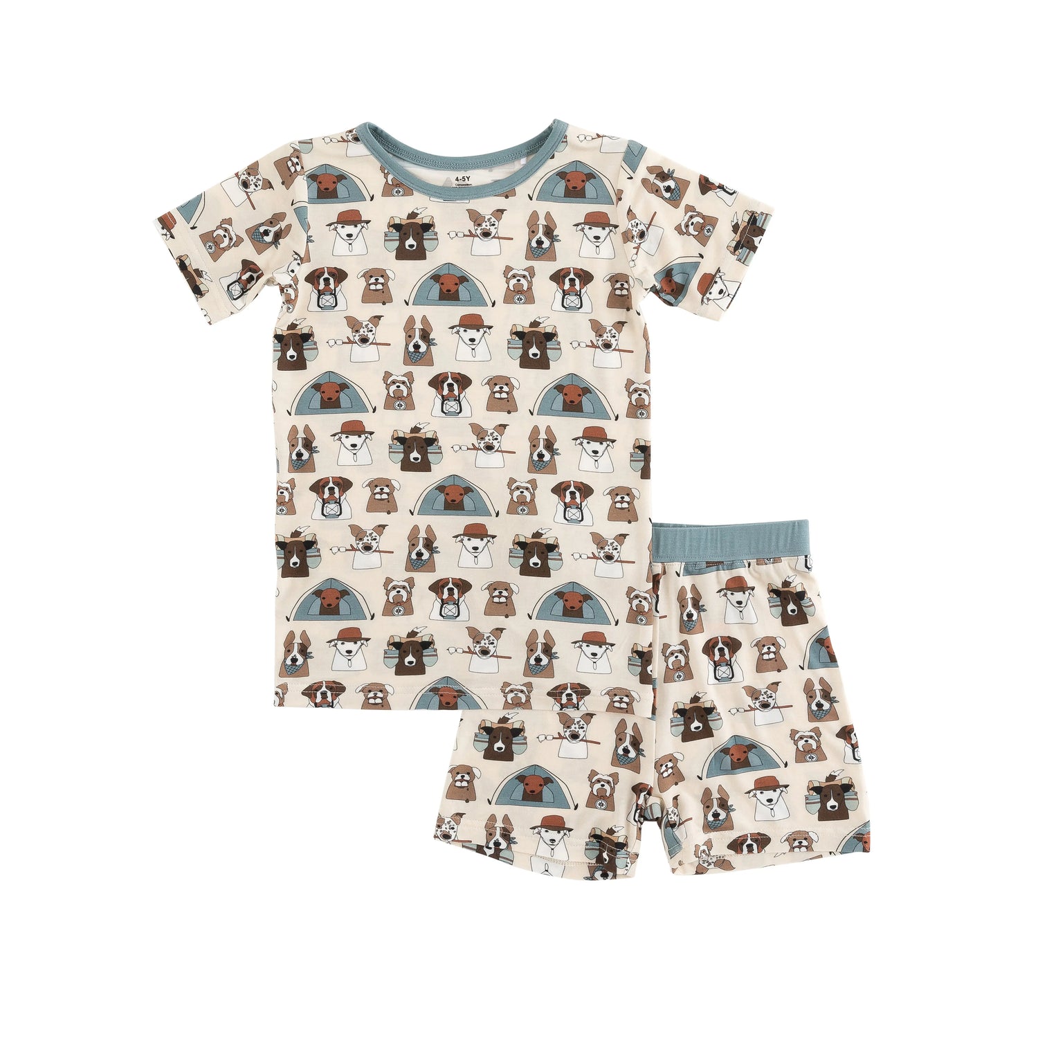 Dreamlet Camp Paws Short PJ Set Blue Dreamlet Baby Bamboo Viscose - Apparel & Accessories > Clothing > Baby & Toddler Clothing > Baby & Toddler Sleepwear Two Piece PJs