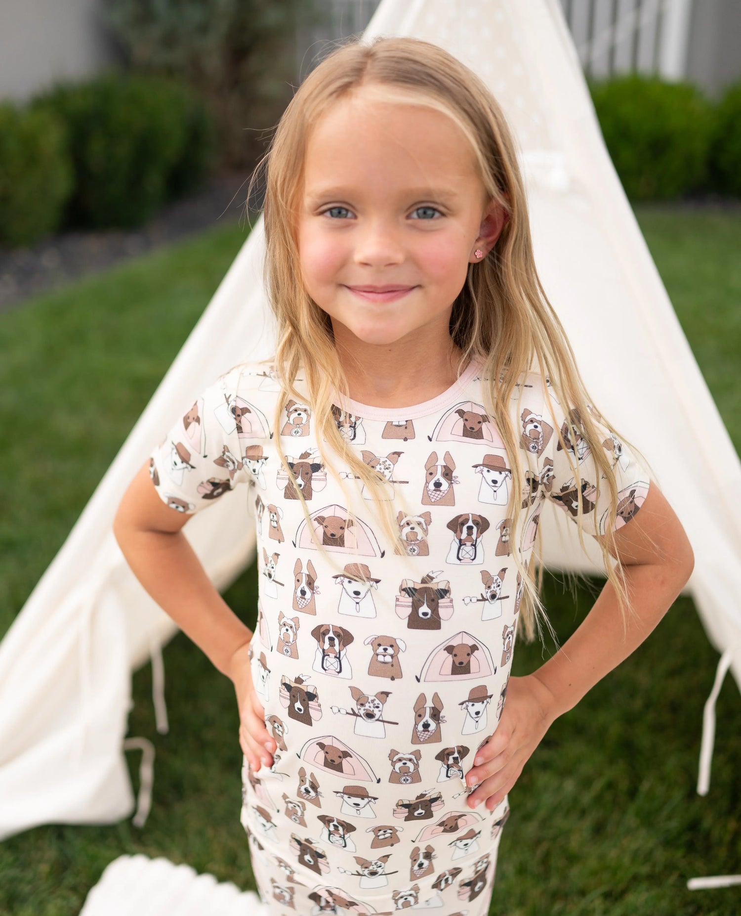 Dreamlet Camp Paws Short Sleeve Pajama Set Pink Kids Dreamlet - Apparel & Accessories > Clothing > Baby & Toddler Clothing > Baby & Toddler Sleepwear Two Piece PJs