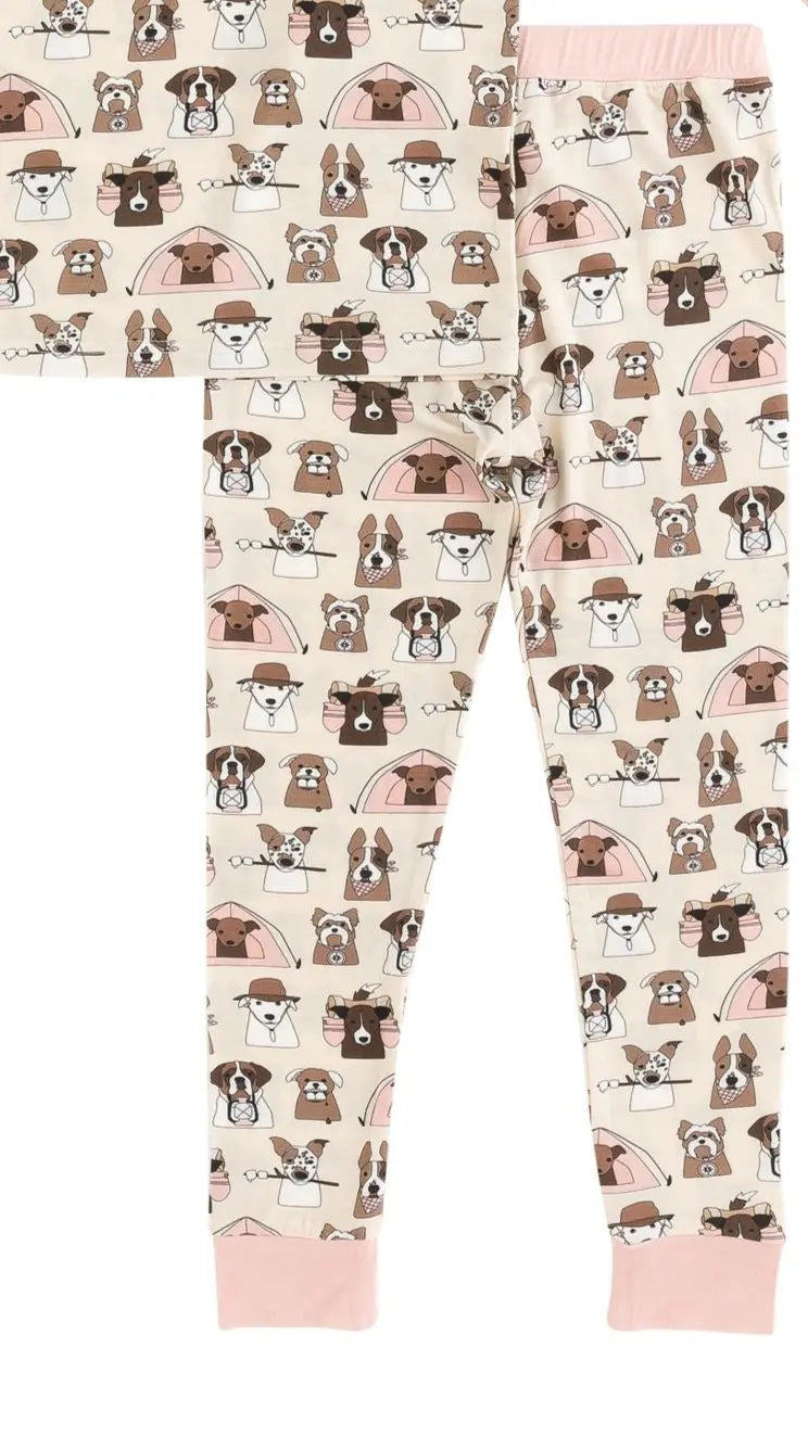 Dreamlet Camp Paws Short Sleeve Pajama Set Pink Kids Dreamlet - Apparel & Accessories > Clothing > Baby & Toddler Clothing > Baby & Toddler Sleepwear Two Piece PJs