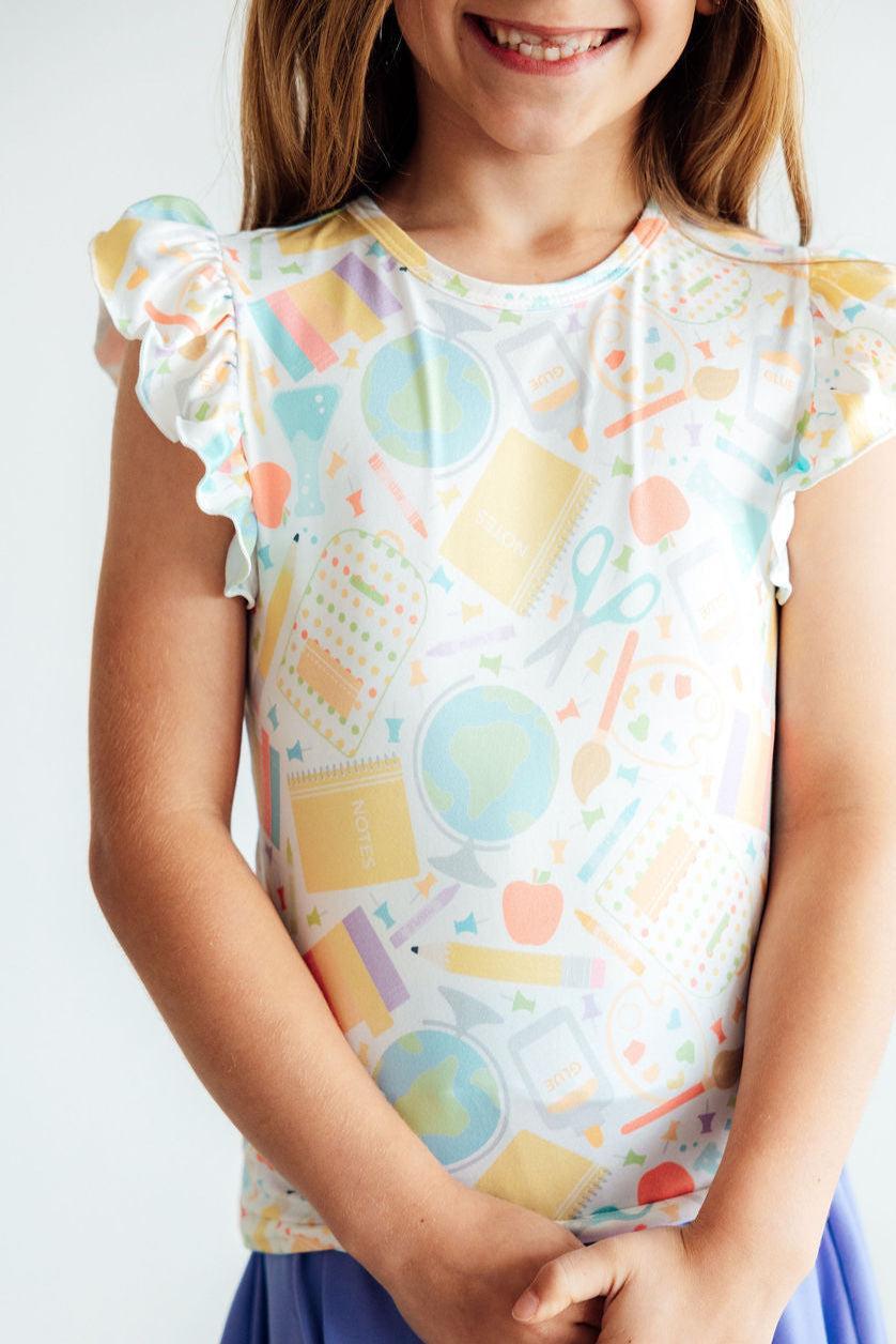 Campus Cutie Short Sleeve Ruffle Tee Mila And Rose Everyday Mila & Rose ® Everetts Place: Online Boutique