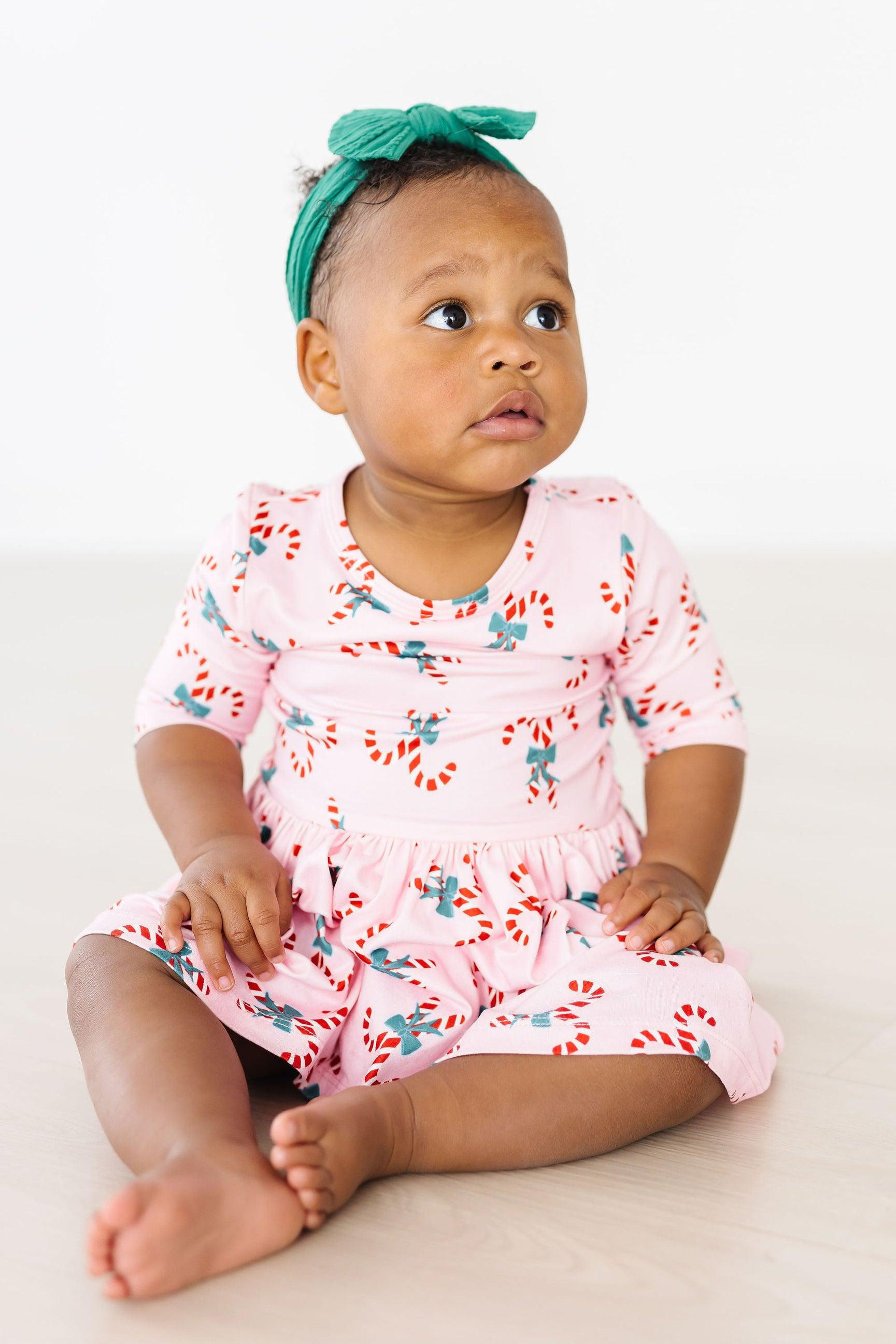 Candy Cane Cutie Baby Twirl Bodysuit Three Quarter Sleeve Mila & Rose ® Everetts Place: Online Boutique