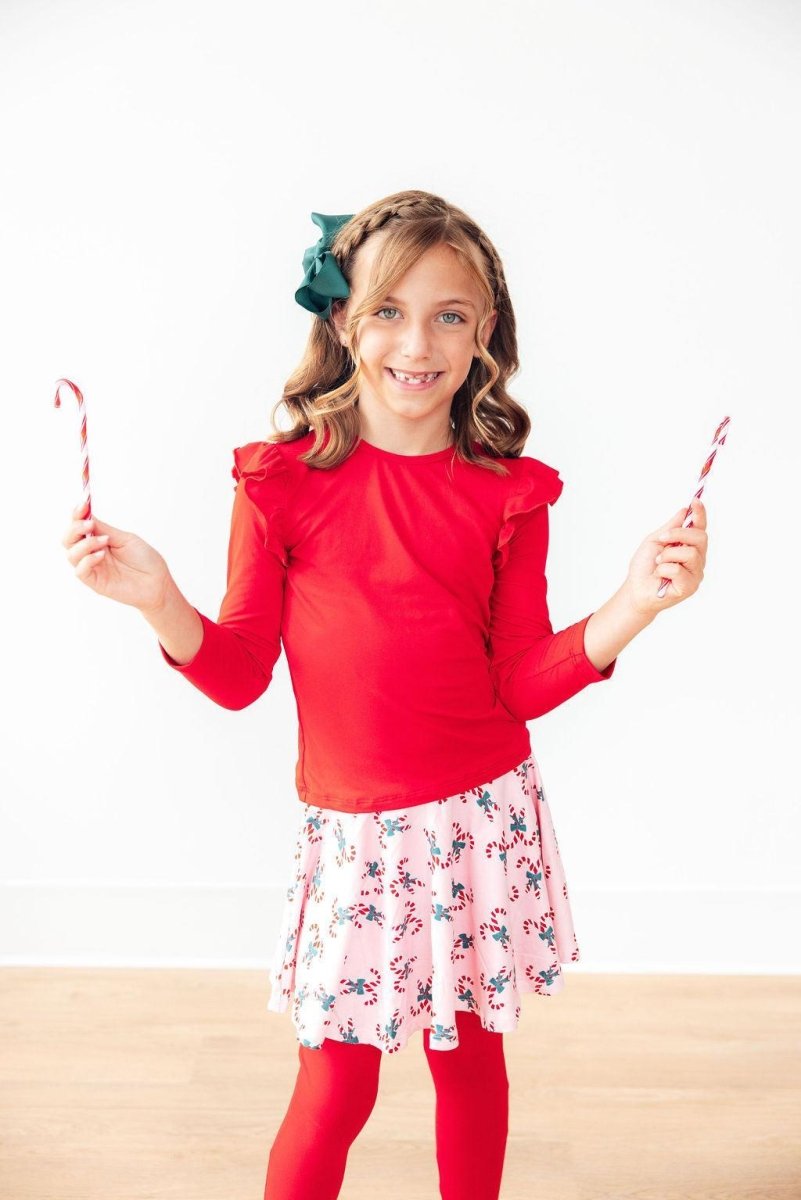 Mila & Rose ® Candy Cane Cutie Twirl Skegging Girls Skirted Leggings - Everetts Place Boutique - 