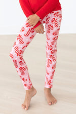 Mila & Rose organic baby Candy Canes Leggings, red & white stripes.