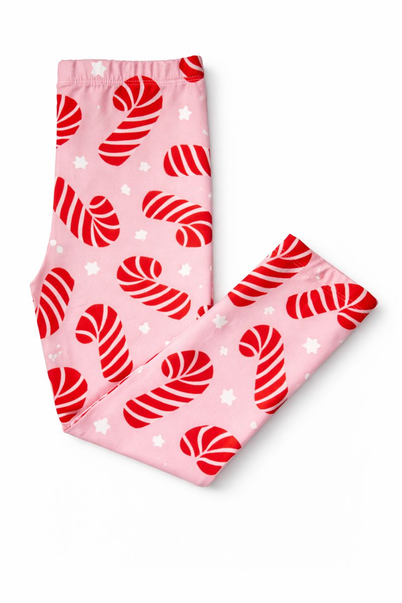 Mila & Rose Candy Canes Leggings, red & white striped organic baby pants.