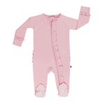 Candy Pink Ruffle Footie With Two Way Zip And Grips - Everetts Place Boutique - Ruffle Footies
