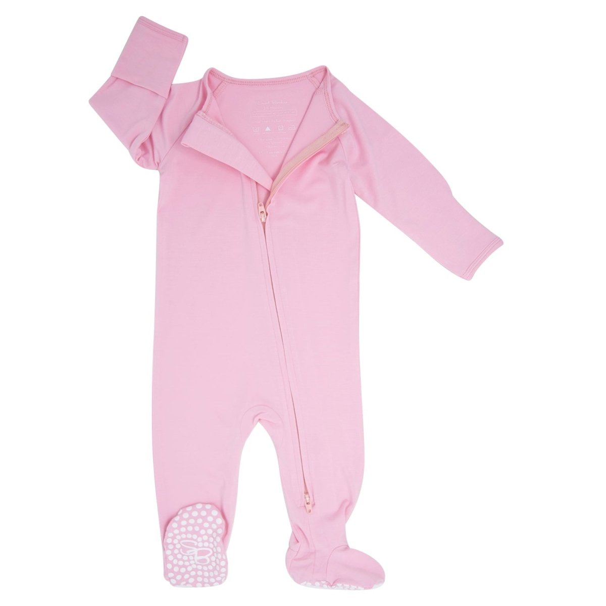 Sweet Bamboo Candy Pink Zipper Footie Two Way Zipper Fold Over Cuffs - Everetts Place Boutique - 