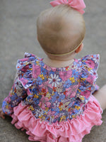 Fall Vintage Floral Print Girls Long Sleeve Romper by Rylee Faith Designs