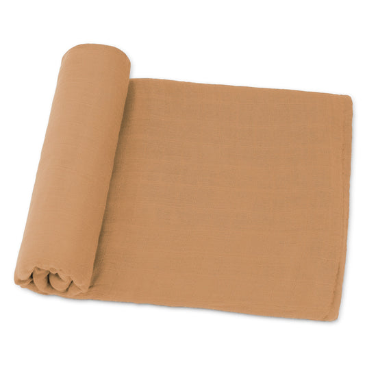 Muslin Swaddle Blanket Caramel 1 Pack For Newborns Comfy Cubs Everetts Place: Online Boutique