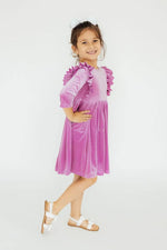 Mila & Rose ® Carnation Pink Velvet Ruffle Twirl Dress for Girls Everyday - Everetts Place Boutique - 