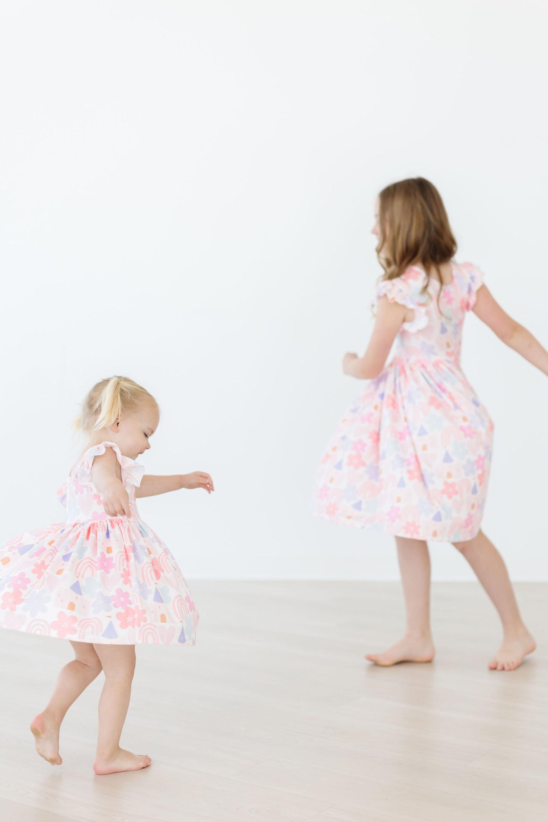 Castles and Rainbows Flutter Sleeve Twirl Dress for Girls Mila & Rose ® Everetts Place: Online Boutique