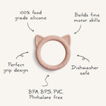 Mushie Cat Teether for Babies Made from Non-Toxic Food Grade Silicone Easy to Grip Safe and Stylish Design - Baby & Toddler > Baby Health > Pacifiers & Teethers teether
