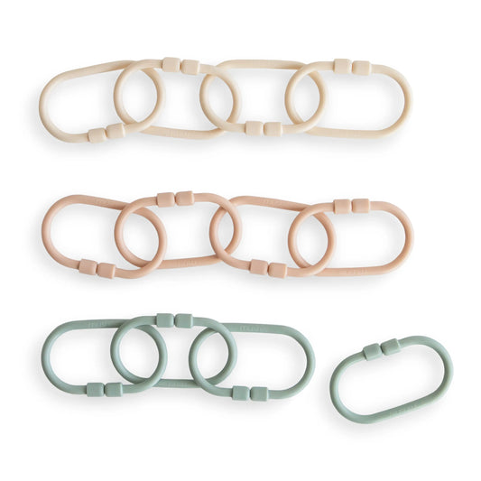 Chain Link Rings for Strollers and Car Seats Durable Plastic Toy Attachments Mushie