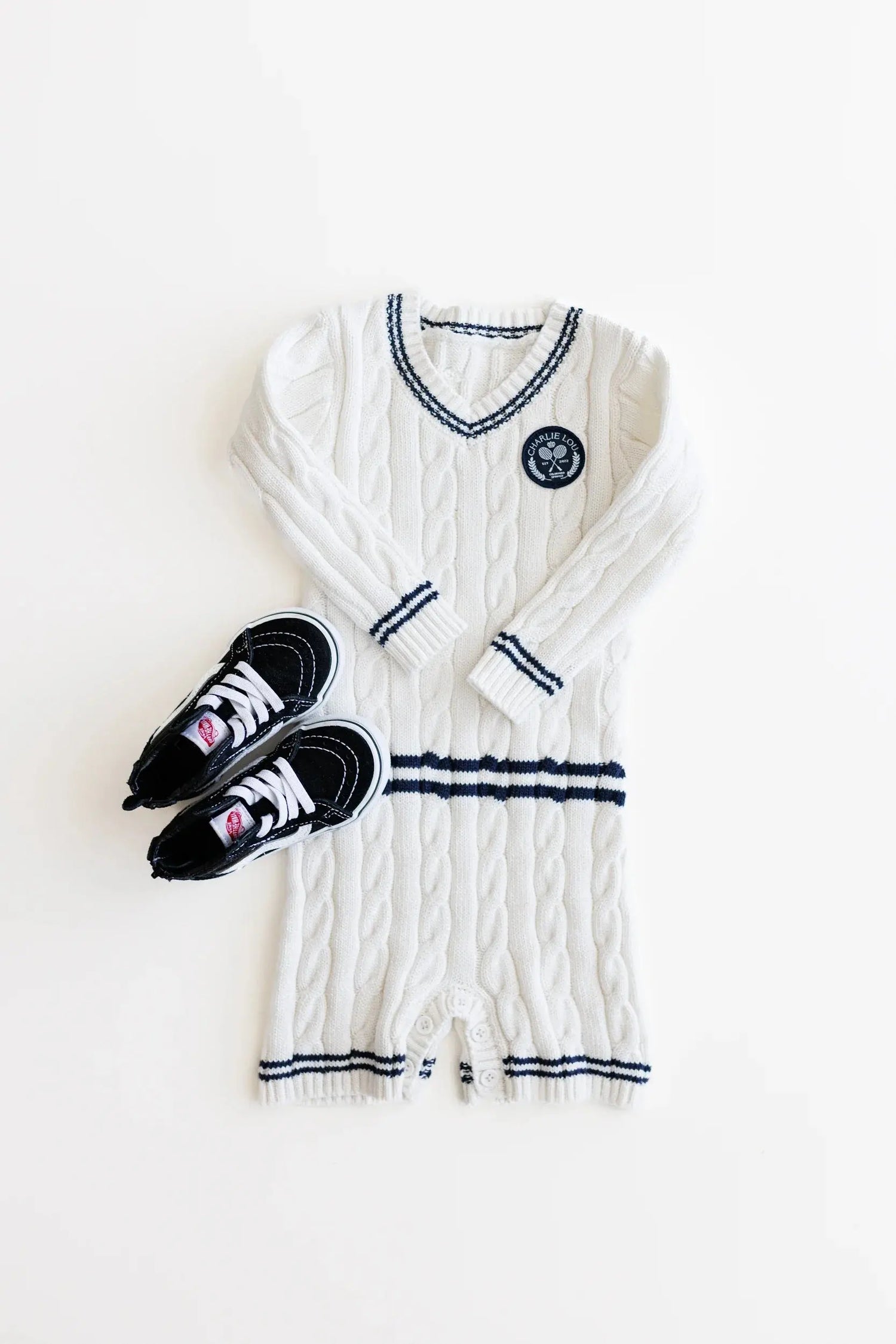 Charlie Lou Baby Charlie Lou Baby Varsity Sweater Romper Cozy Fall Outfit - Apparel & Accessories > Clothing > Baby & Toddler Clothing > Baby One-Pieces romper