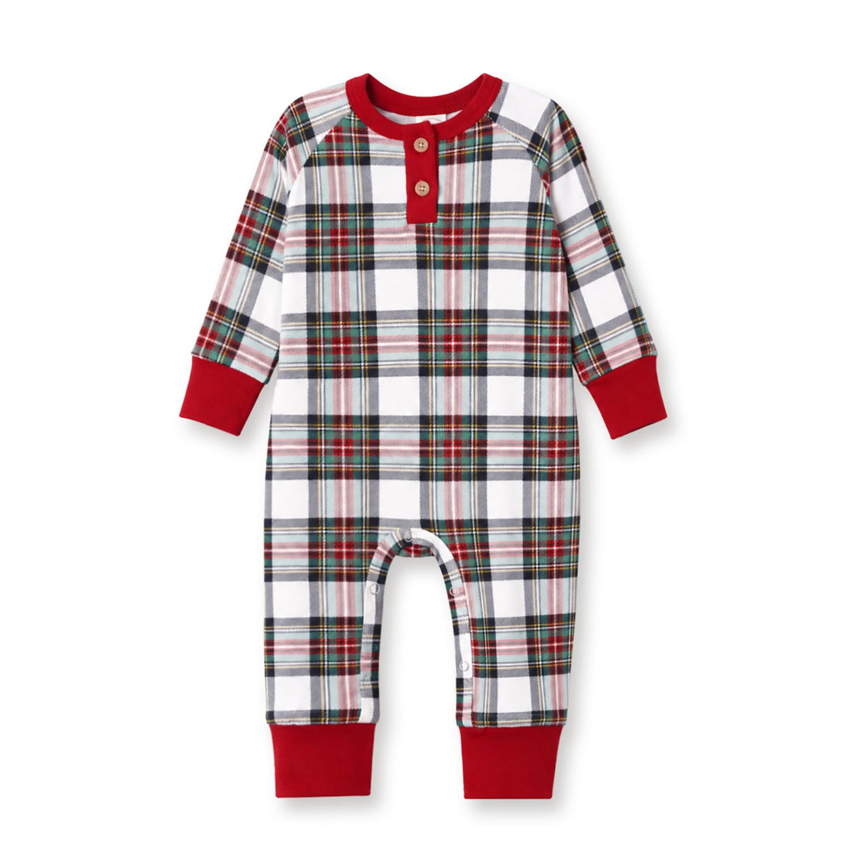 Baby Christmas Plaid Henley Bamboo Romper by Tesa Babe