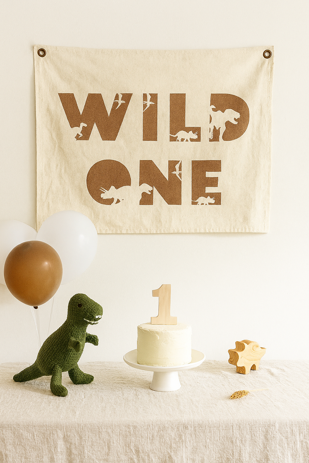 Wild One First Birthday Canvas Banner Dinosaur Theme Little Joy Co. Everetts Place: Online Boutique