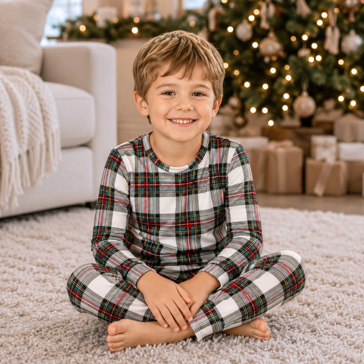 Kids Christmas Plaid Pajamas – Soft Bamboo Holiday PJ's by Tesa Babe