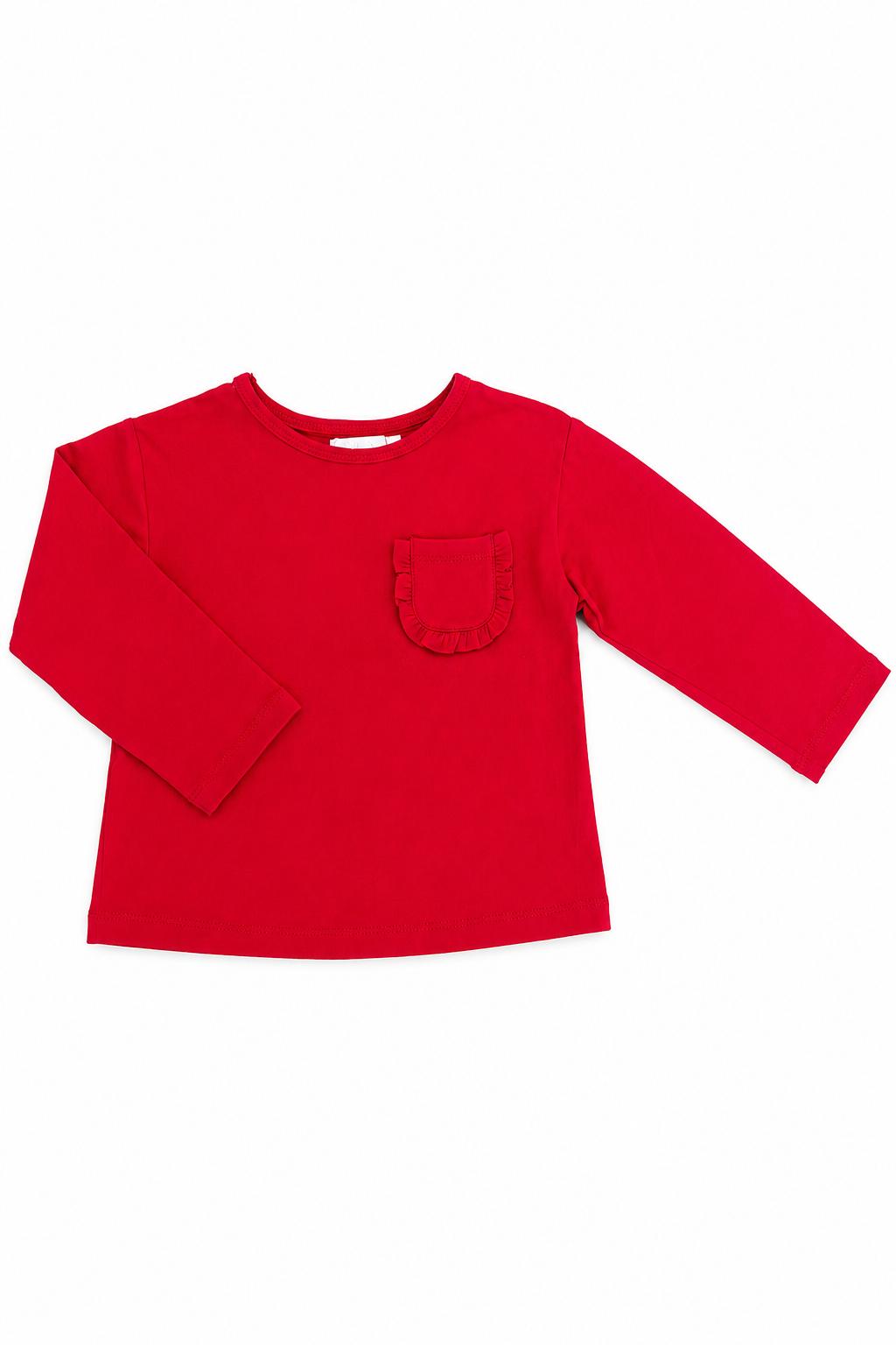 Red L/S Ruffle Pocket Tee by Mila & Rose ®