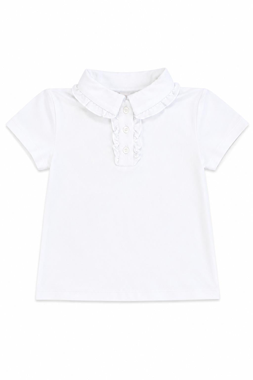 White S/S Ruffle Polo by Mila & Rose ®