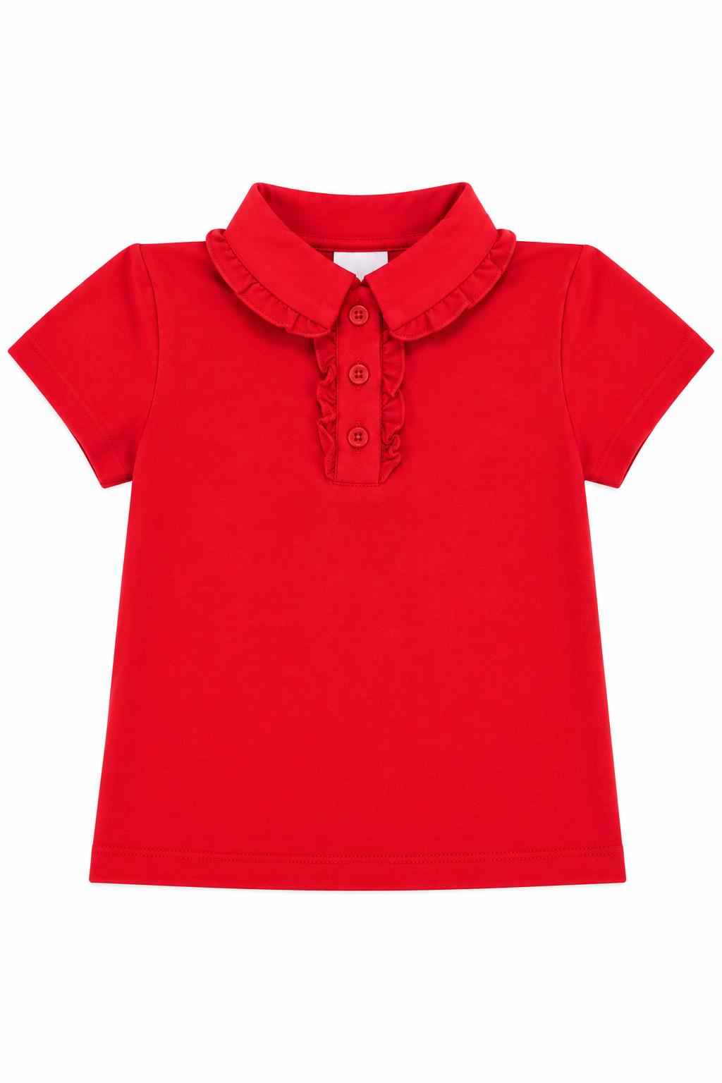 Red S/S Ruffle Polo by Mila & Rose ®