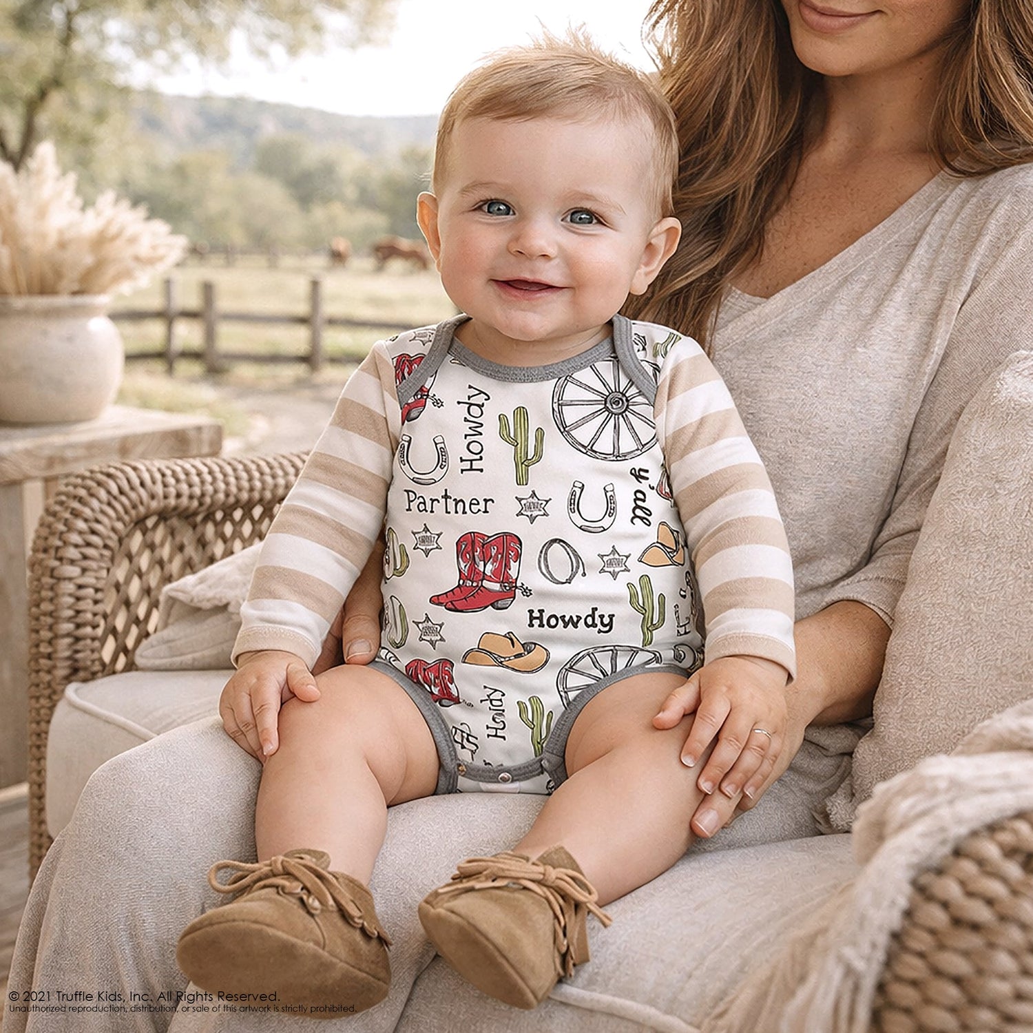 Howdy Partner Baby Bodysuit – Cotton Western Cowboy by Tesa Babe at Everetts Place