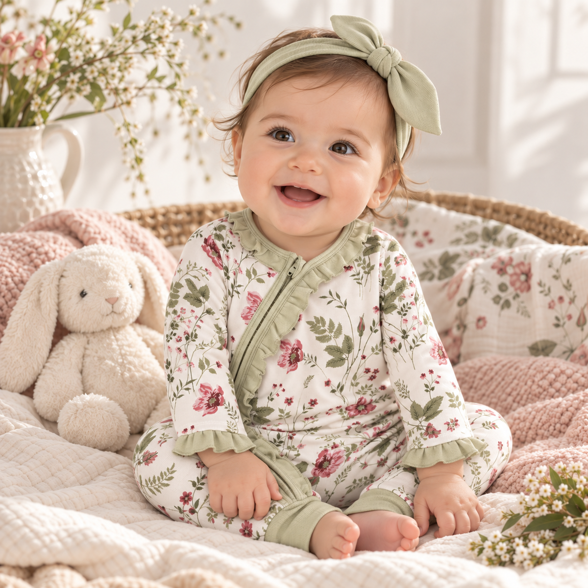Pretty Petals Bamboo Zipper Romper - Mommy and Me by Tesa Babe