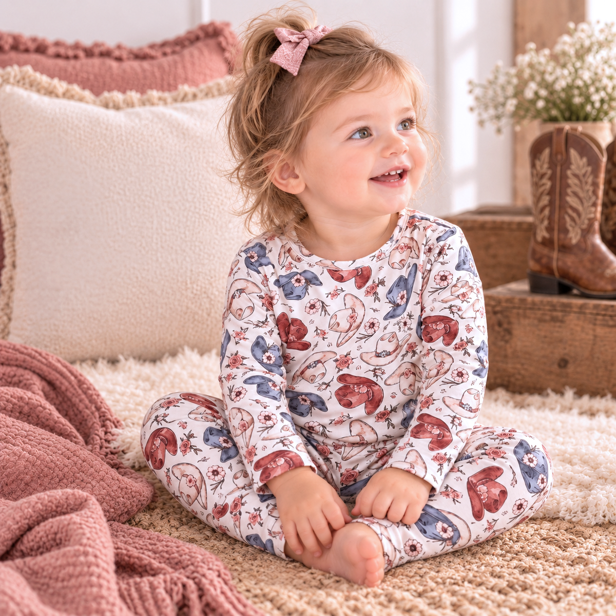 Bamboo Loungewear Set, Wildflower Rodeo Cowgirl Kids by Tesa Babe