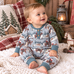 Cowboy Christmas Henley Romper - Bamboo Babywear by Tesa Babe