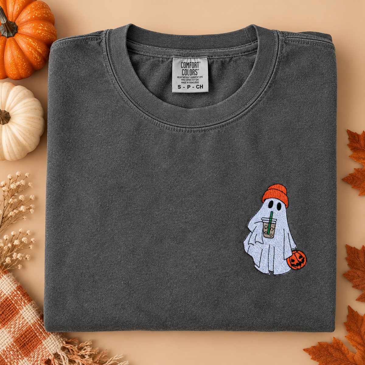 Embroidered Iced Coffee Ghost Crewneck Sweatshirt