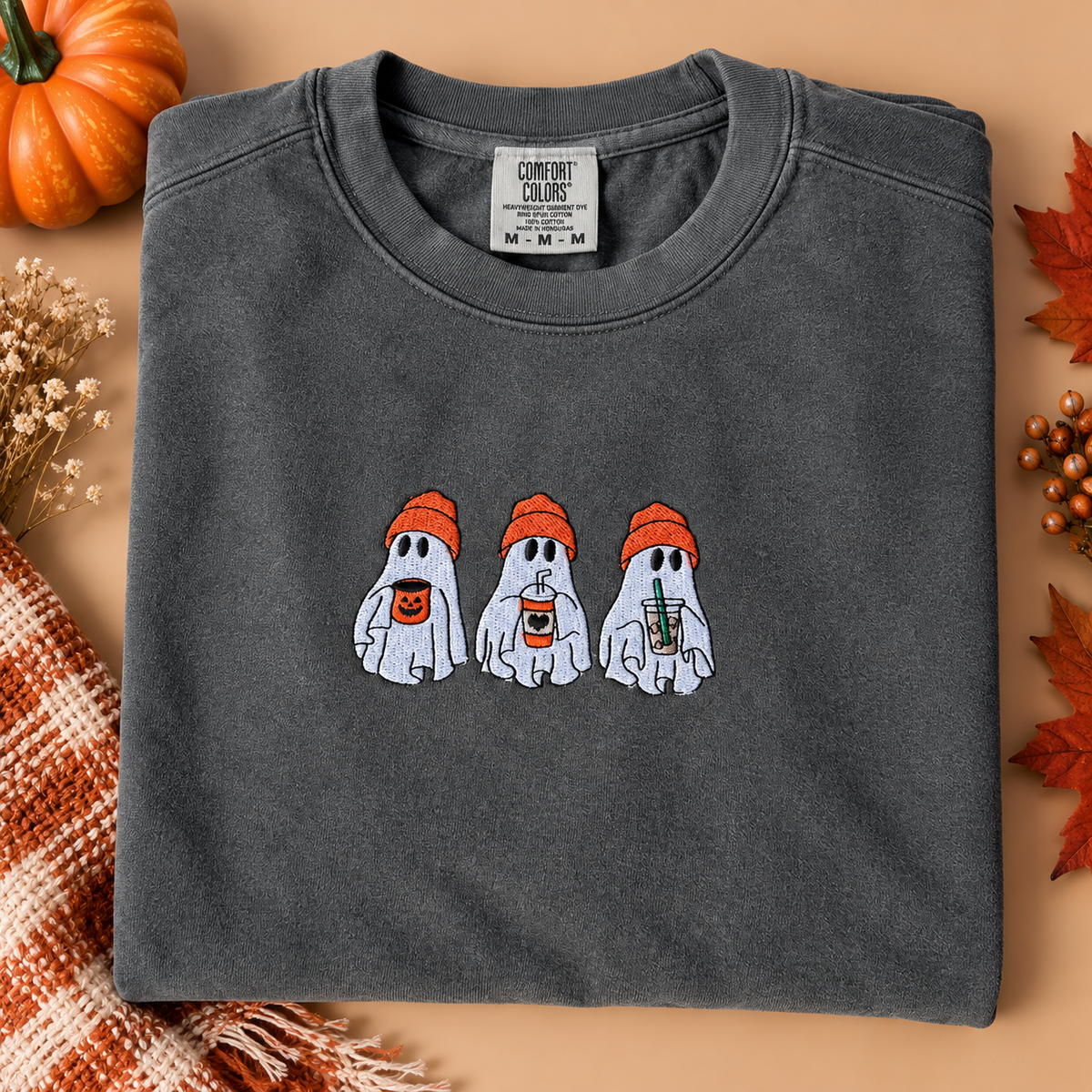 Cotton Blend Embroidered Crewneck Sweatshirt - Ghost by Little Joy Co.