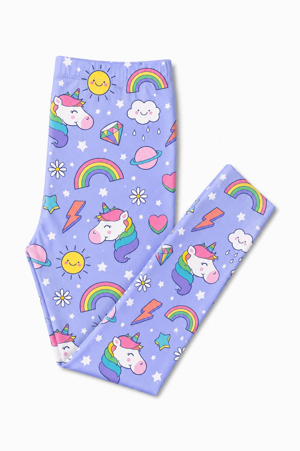 Leggings in a galaxy print scattered with unicorns, high-waisted with a slim, tailored leg