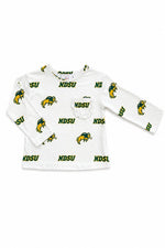 North Dakota State University White Bison L/S Ruffle Pocket Tee by Mila & Rose ®