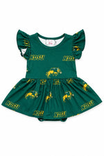 North Dakota State University Green Bison S/S Flutter Twirl Bodysuit by Mila & Rose ®