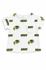 North Dakota State University White Bison Ruffle Pocket Tee by Mila & Rose ®