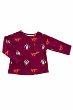 Virginia Tech Maroon Hokie L/S Ruffle Pocket Tee by Mila & Rose ®