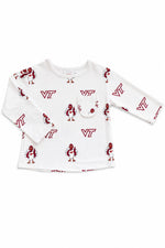 Virginia Tech White Hokie L/S Ruffle Pocket Tee by Mila & Rose ®