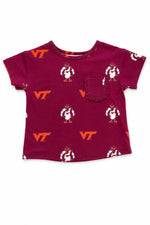 Virginia Tech Maroon Hokie Ruffle Pocket Tee by Mila & Rose ®
