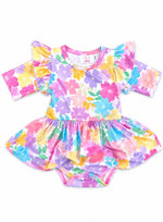 Colorful Carnations 3/4 Sleeve Flutter Twirl Bodysuit by Mila & Rose ®