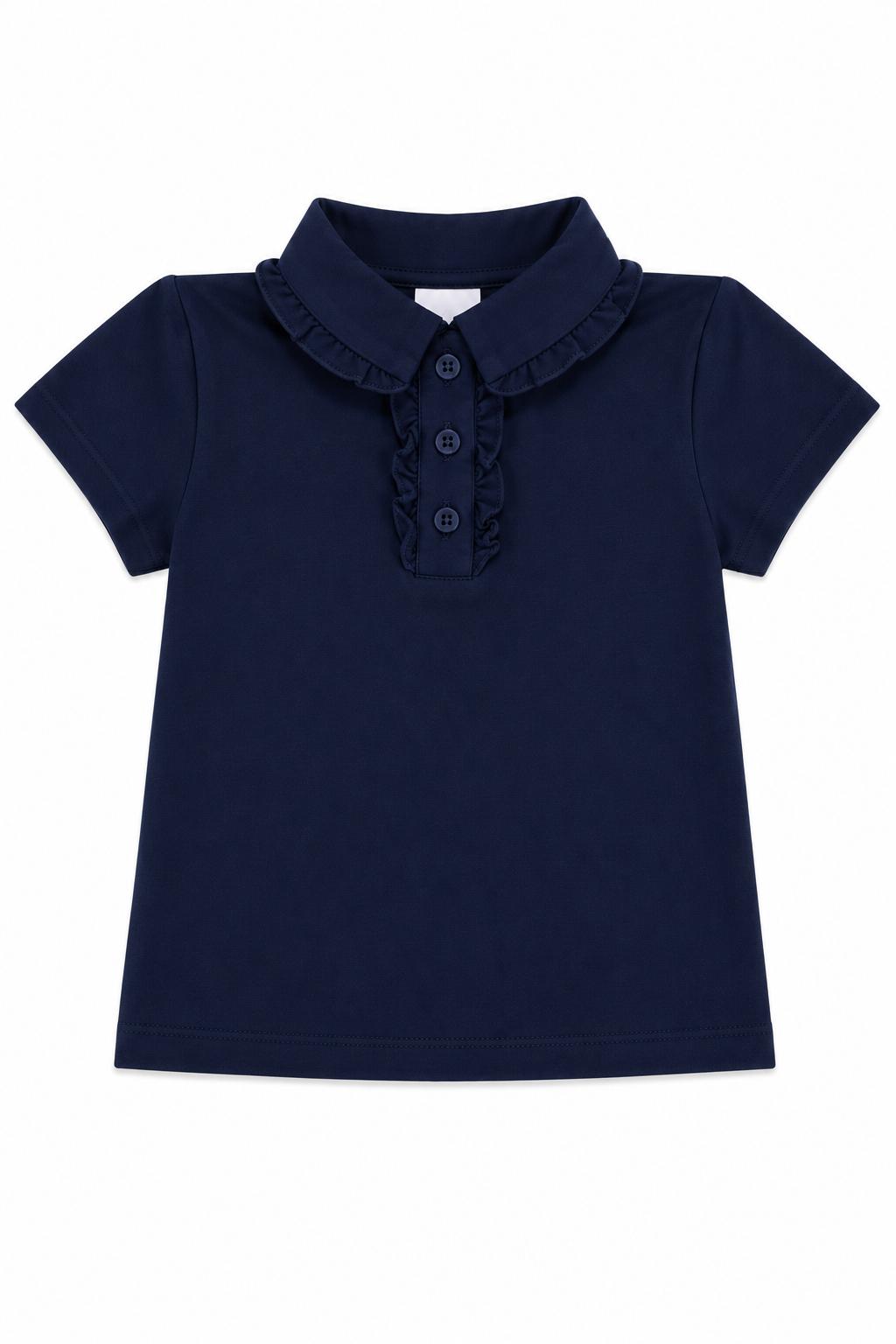 Navy S/S Ruffle Polo by Mila & Rose ®
