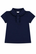 Navy S/S Ruffle Polo by Mila & Rose ®