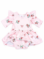 Winter Berries 3/4 Sleeve Flutter Twirl Bodysuit by Mila & Rose ®