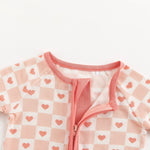 Dreamlet Checkerboard Hearts Convertible Zip Footies Dreamlet - Apparel & Accessories > Clothing > Baby & Toddler Clothing > Baby & Toddler Sleepwear Convertible Zip Footies