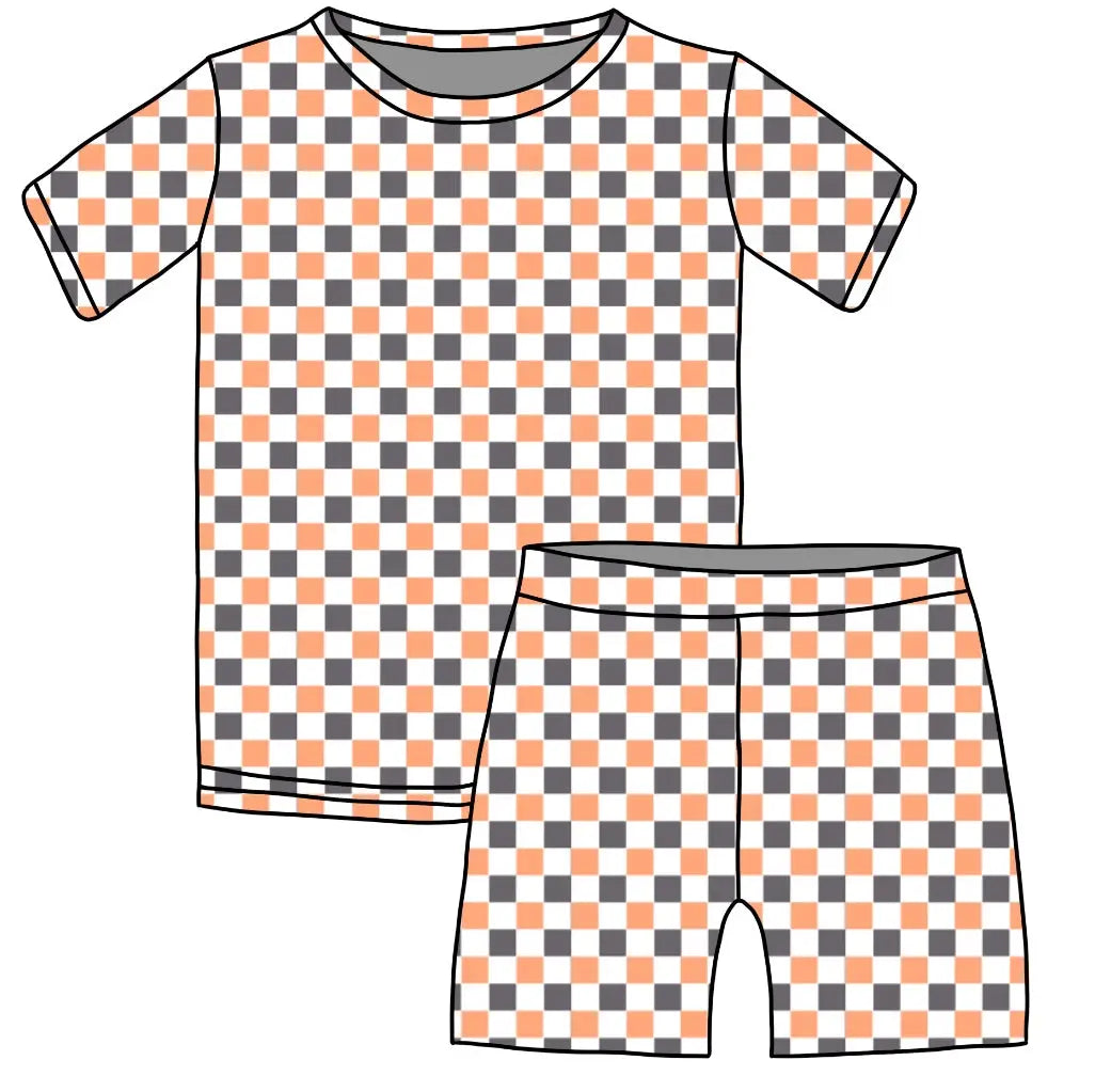 Checkered Boo Halloween, Bamboo Two Piece Short Sleeve & Shorts Pajama Set Miller & Co. Everetts Place Boutique