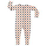 Checkered Boo Halloween, Bamboo Zipper Footie Miller & Co. Everetts Place Boutique