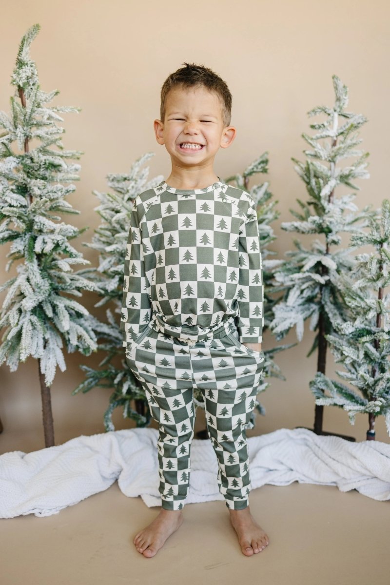 Little Joy Co. Checkered Christmas Organic Cotton Lounge Set - Everetts Place Boutique - 