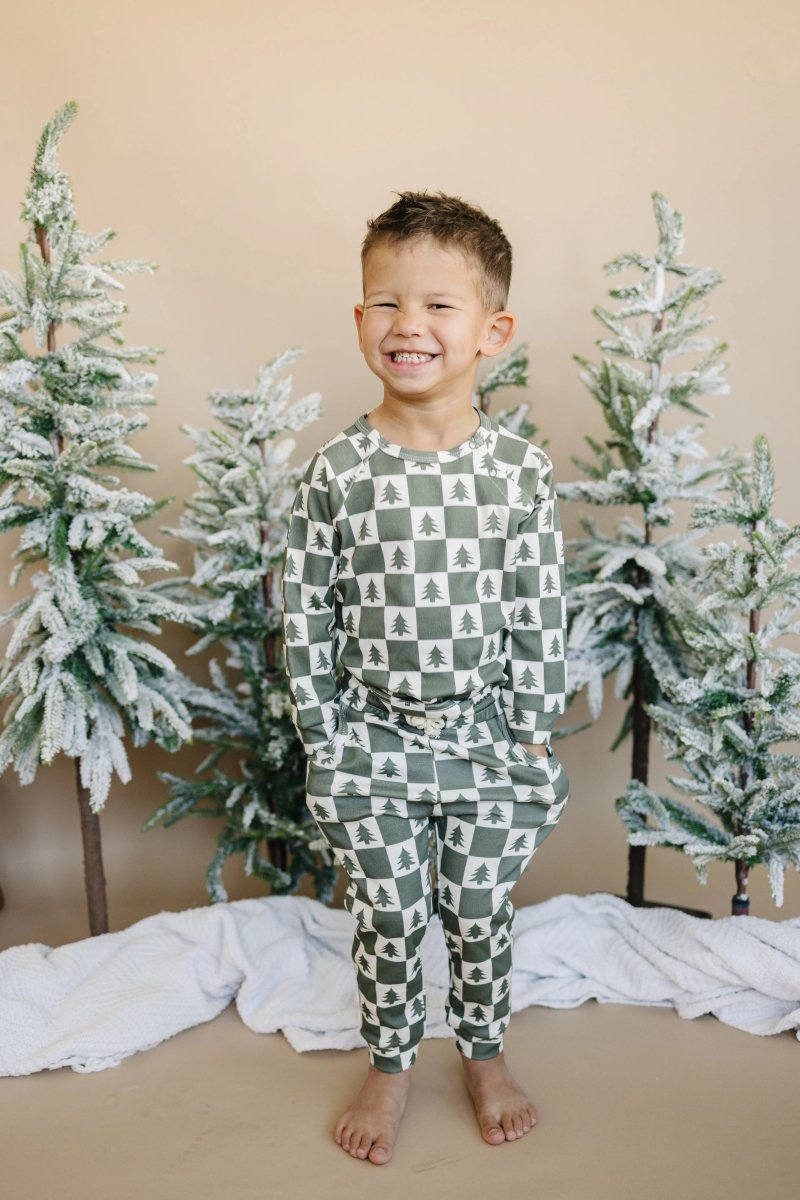 Little Joy Co. Checkered Christmas Organic Cotton Lounge Set - Everetts Place Boutique - 