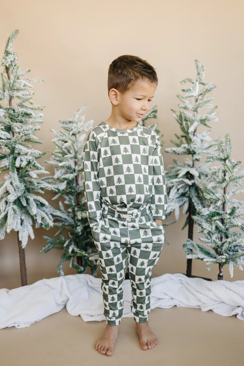 Little Joy Co. Checkered Christmas Organic Cotton Lounge Set - Everetts Place Boutique - 